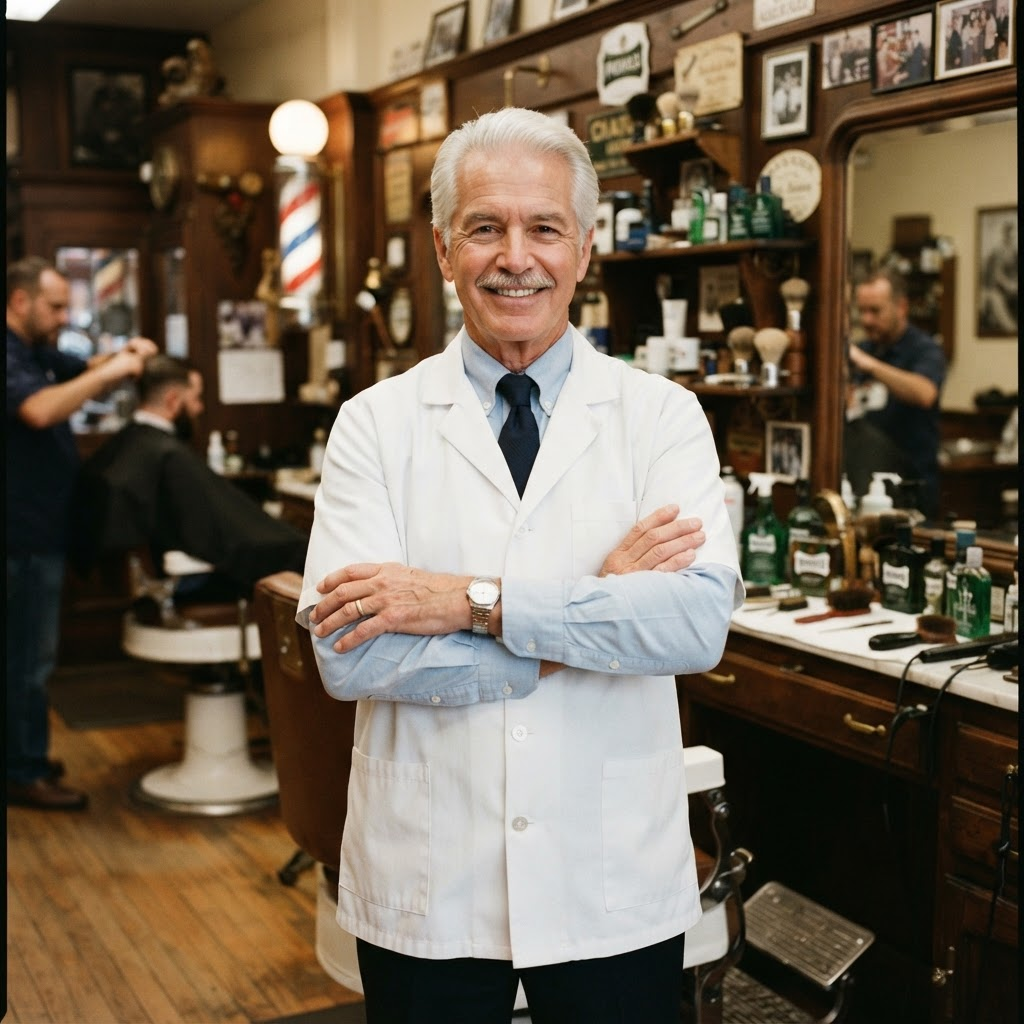 Portrait of Jim Whitaker, Master Barber & Owner